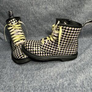 Dr. Martens Doc 1460 J Combat Boots Youth Size‎ 3 Black With Purple Heart Read
